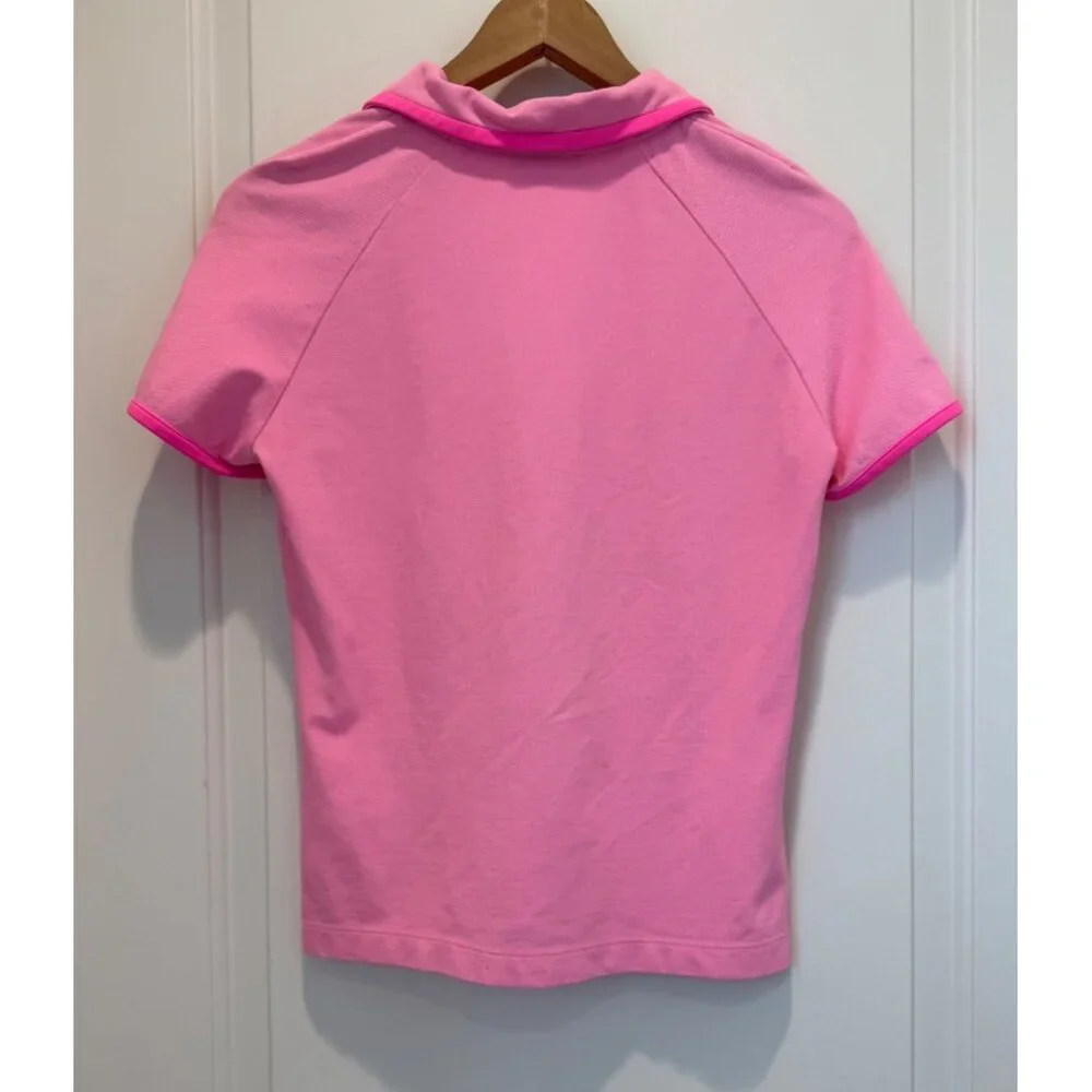 Escada Sport Pink Polo Golf Shirt W/ Palm Tree Embroidery & Rhinestones W Size M - Picture 3 of 7